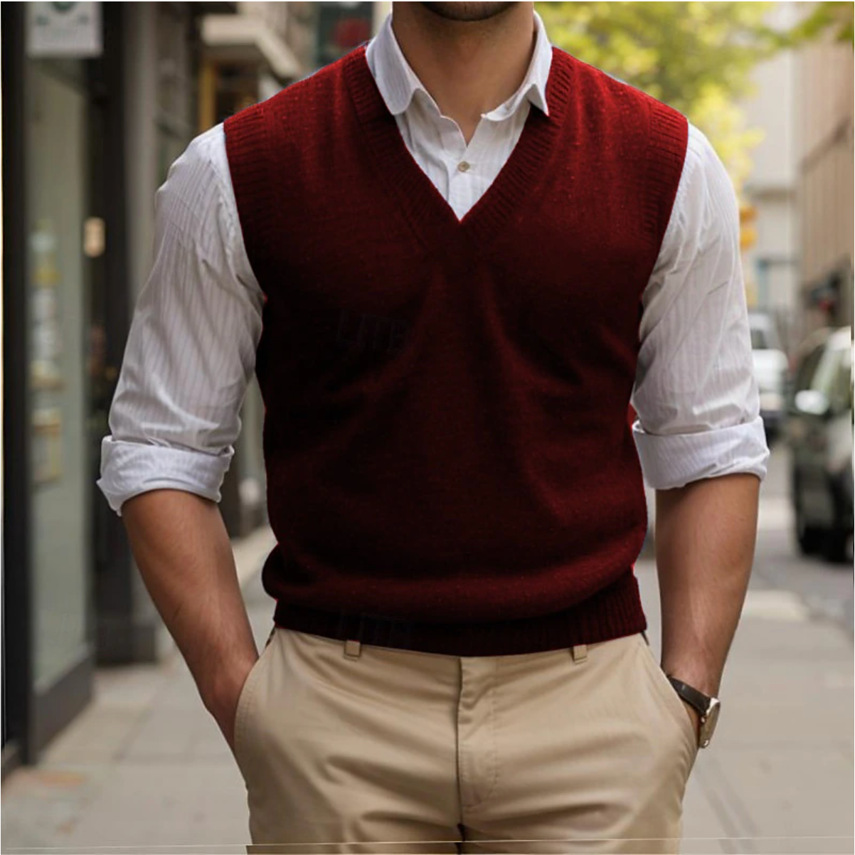 Men's Sleeveless Retro V-Neck Sweater – Andrew