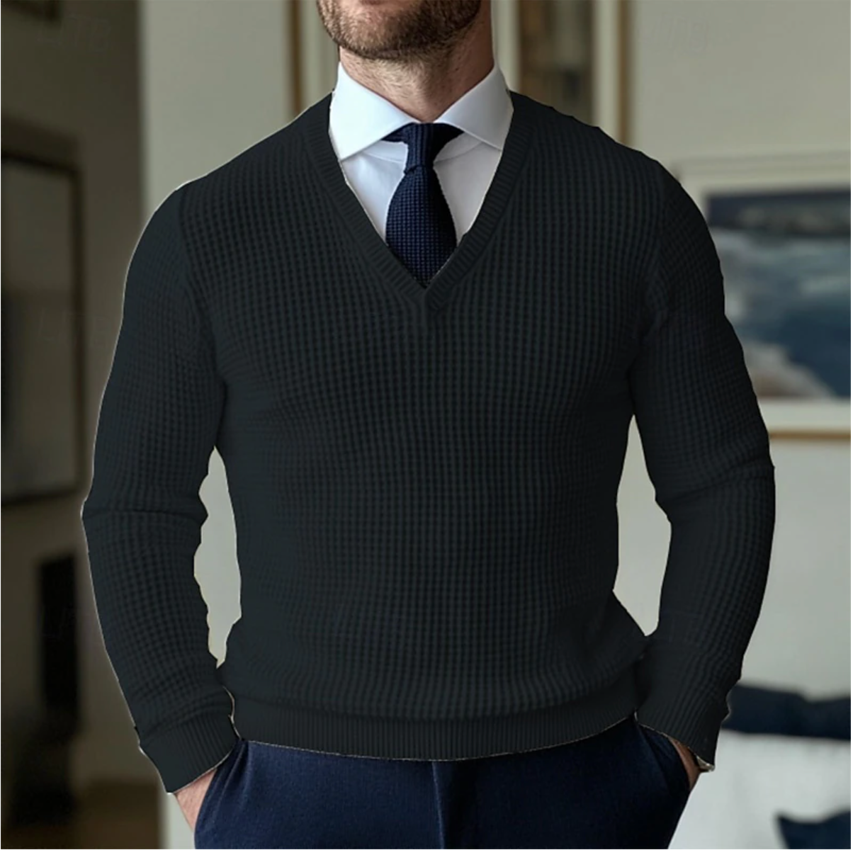 Classic V-Neck Cotton Sweater for Men – Adam
