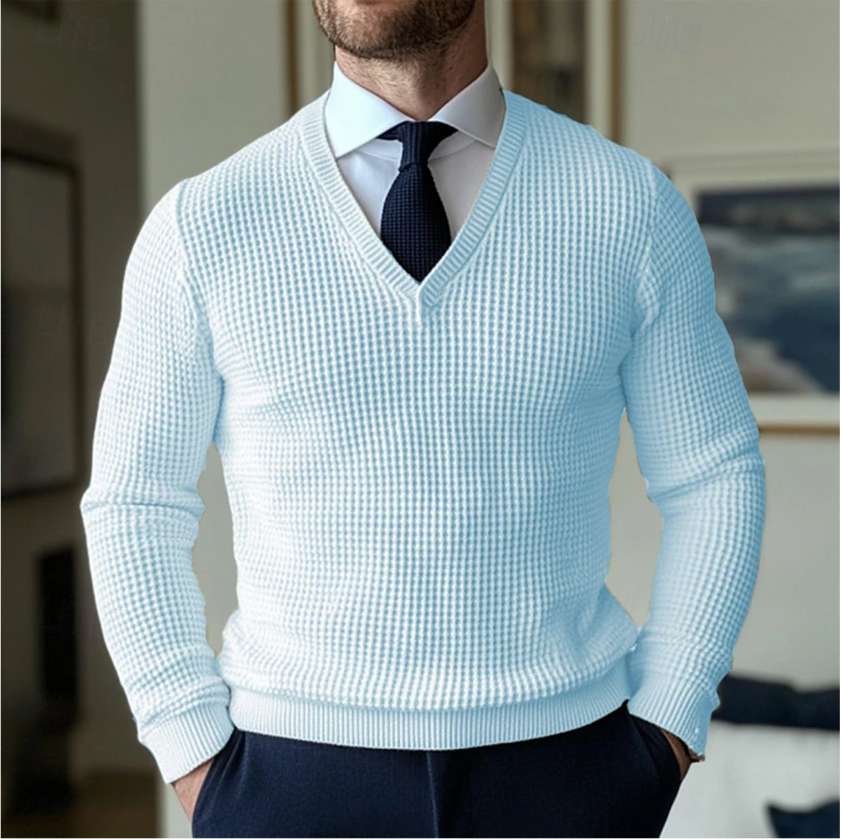 Classic V-Neck Cotton Sweater for Men – Adam