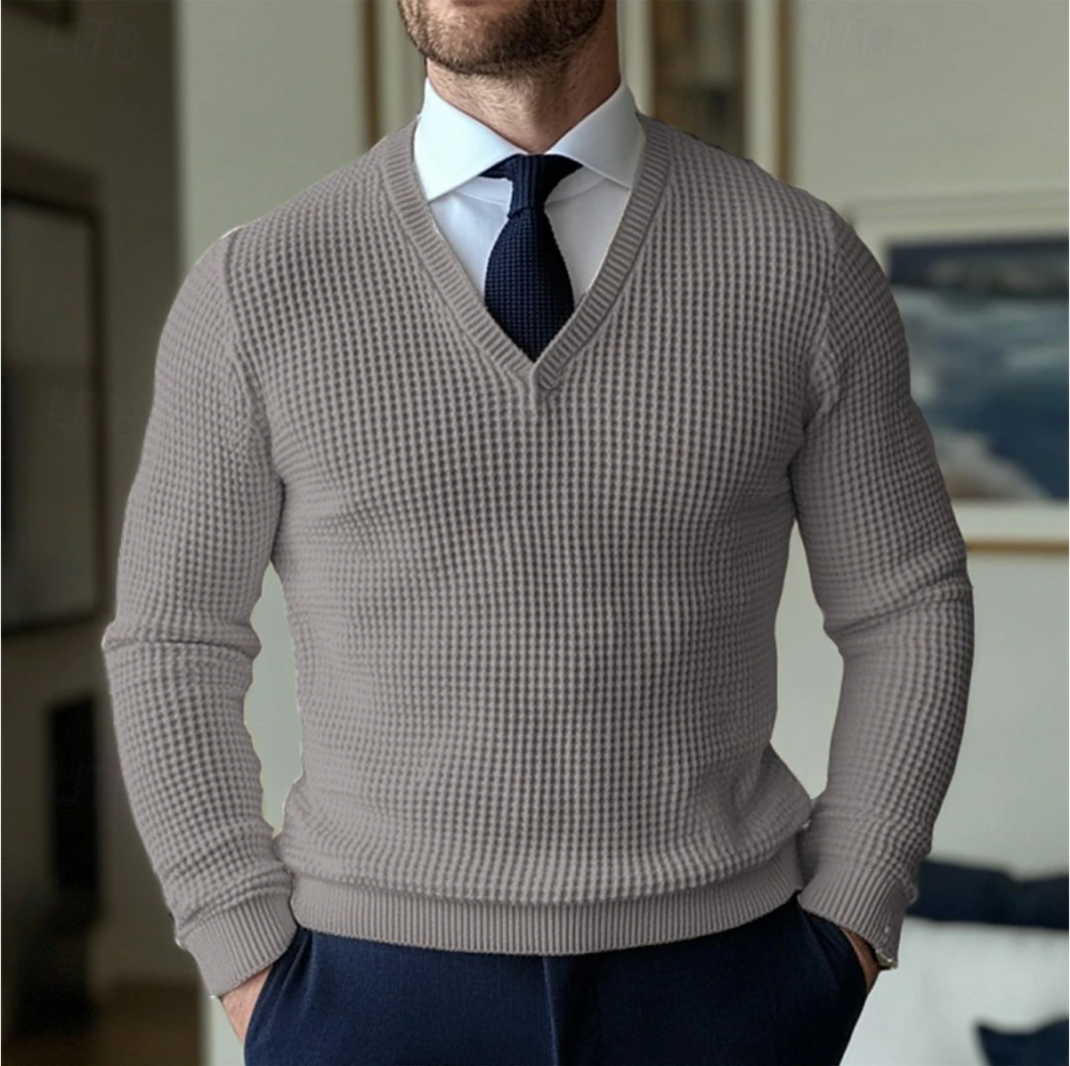 Classic V-Neck Cotton Sweater for Men – Adam