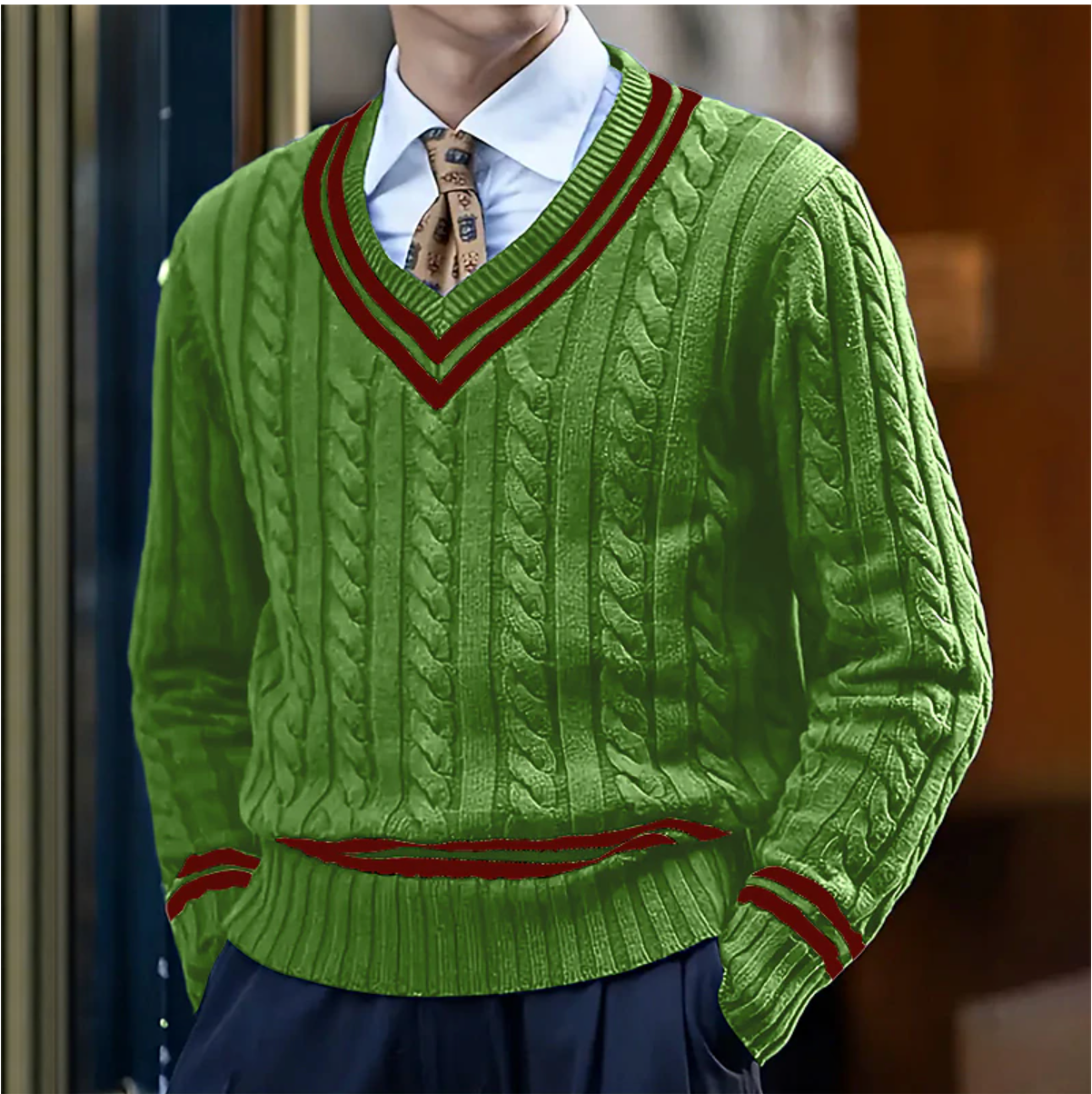 Stylish V-Neck Knitted Sweater – Thomas
