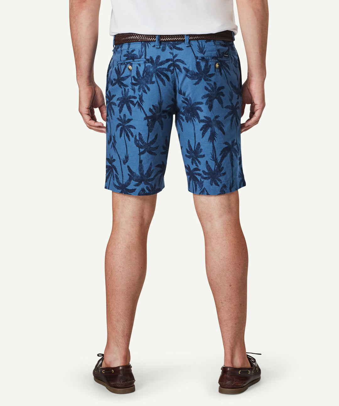 Denim Linen Palm Print Shorts