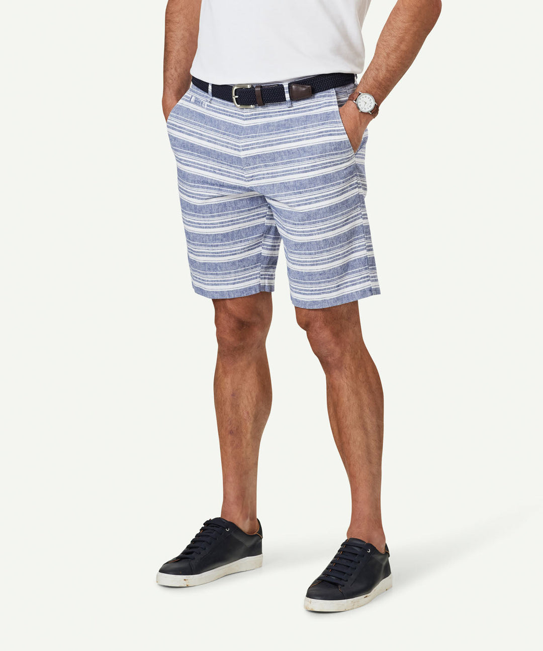 Chic Stripe Linen Blend Shorts
