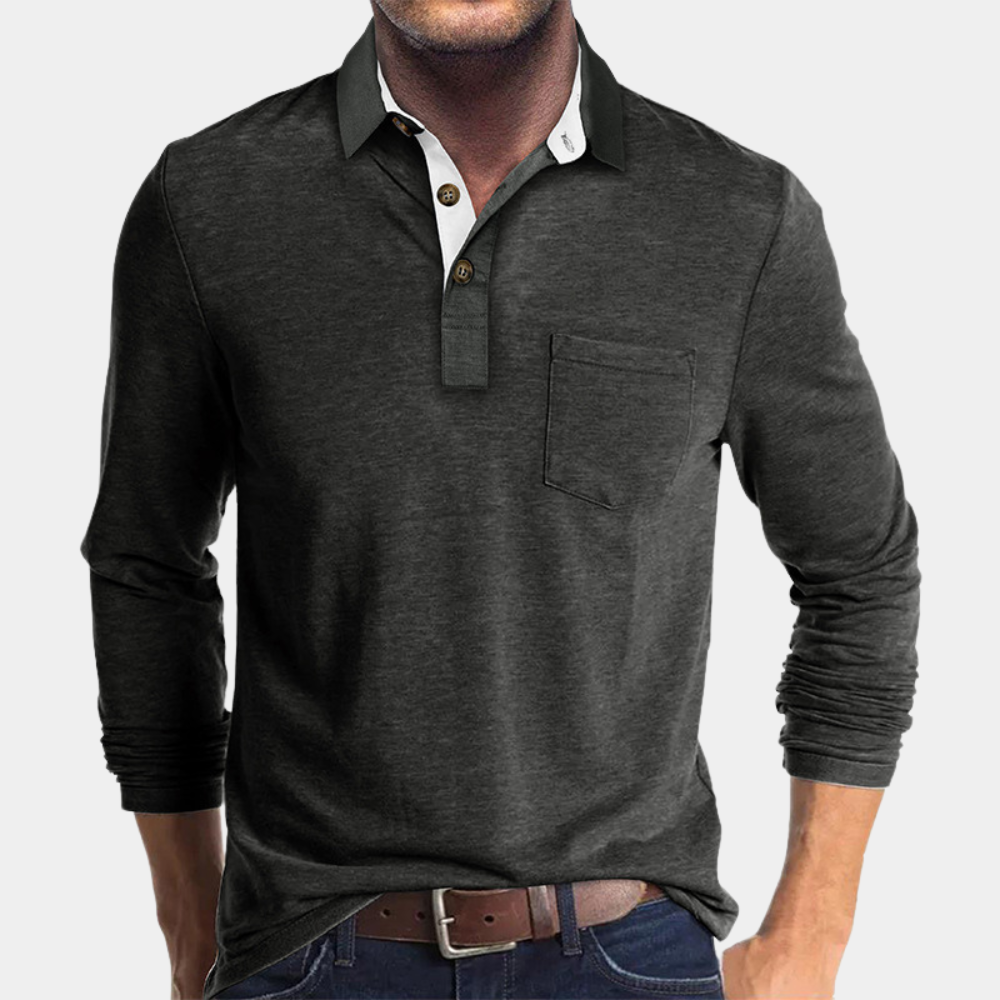 Stylish Men's Long Sleeve Shirt with Collar – Robert