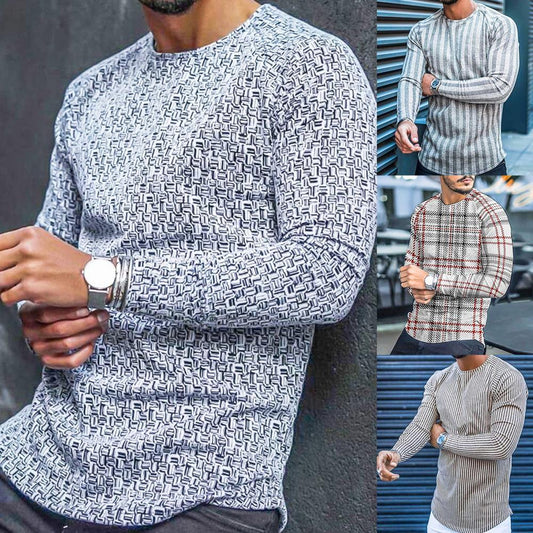 Classic Cotton Sweater with Stripes or Check Pattern – Floris