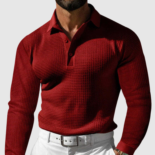Men's Slim Fit Waffle Sweater Polo Shirt – Thomas