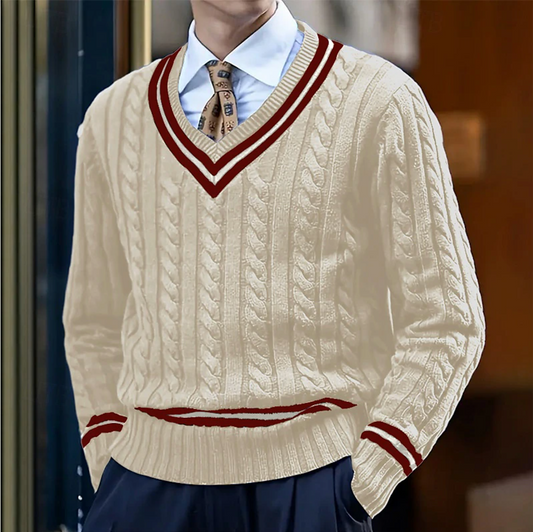 Stylish V-Neck Knitted Sweater – Thomas