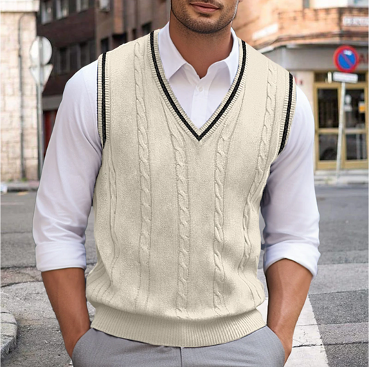 Men's Sleeveless V-Neck Sweater for Layering – Oliver