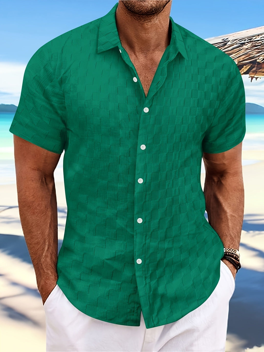 Men's Short Sleeve Mesh Texture Summer Shirt – John