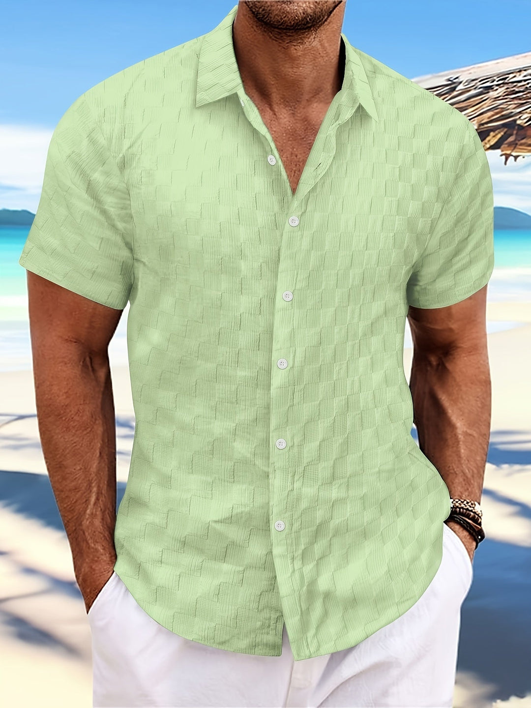 Men's Short Sleeve Mesh Texture Summer Shirt – John