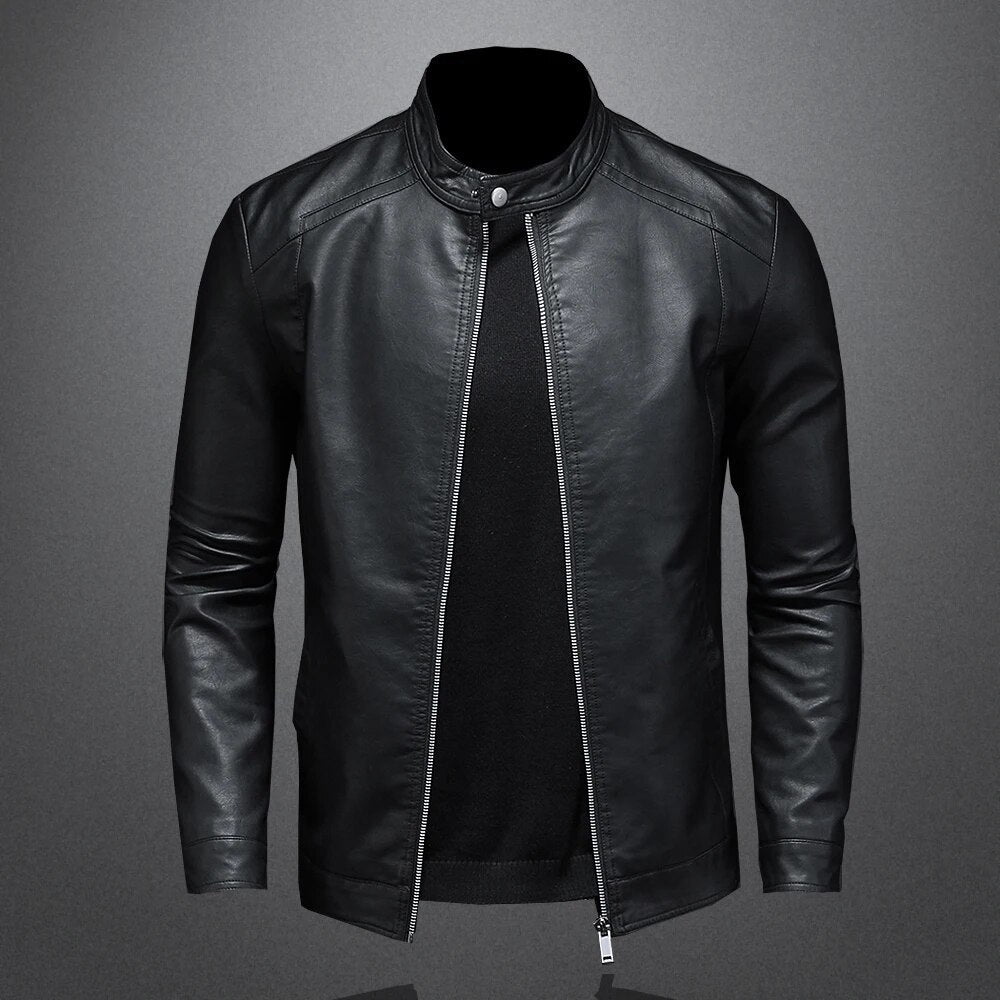 Classic Black Leather Jacket Men Modern Fit – Armin