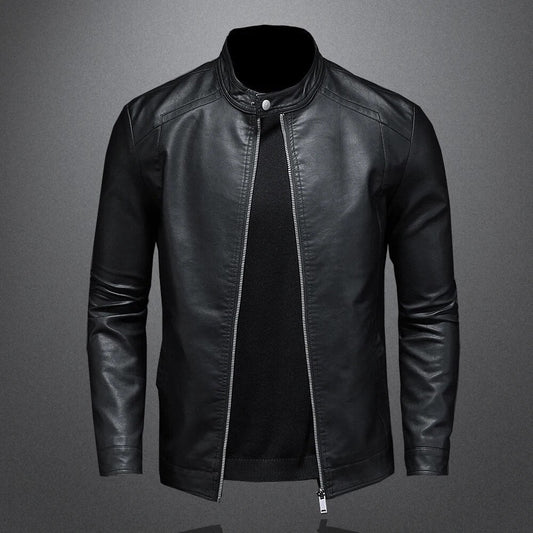 Classic Black Leather Jacket Men Modern Fit – Armin