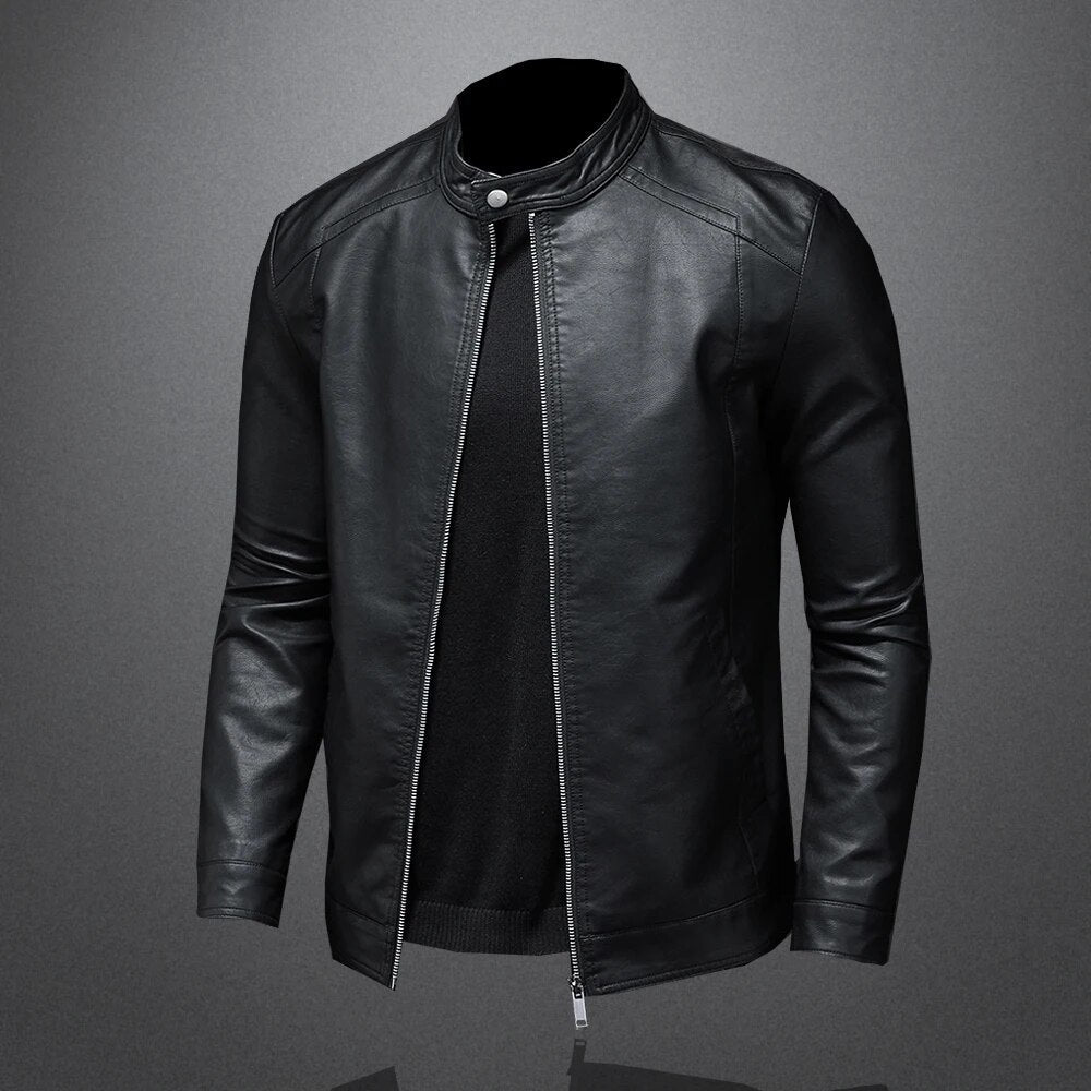 Classic Black Leather Jacket Men Modern Fit – Armin