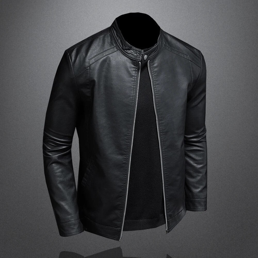 Classic Black Leather Jacket Men Modern Fit – Armin