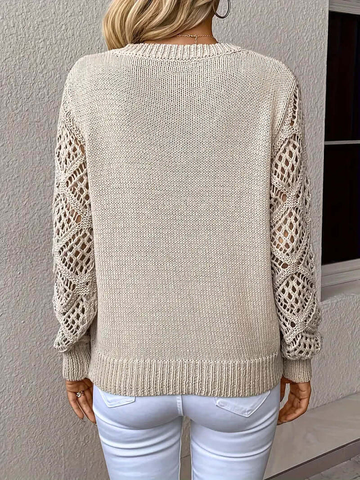 Amelie | V-Neck Knit Sweater with Intricate Sleeves